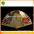 Wenzhou rainbow and bear cartoon printing 21cm natural bamboo foldable hand fan with one side paper surface